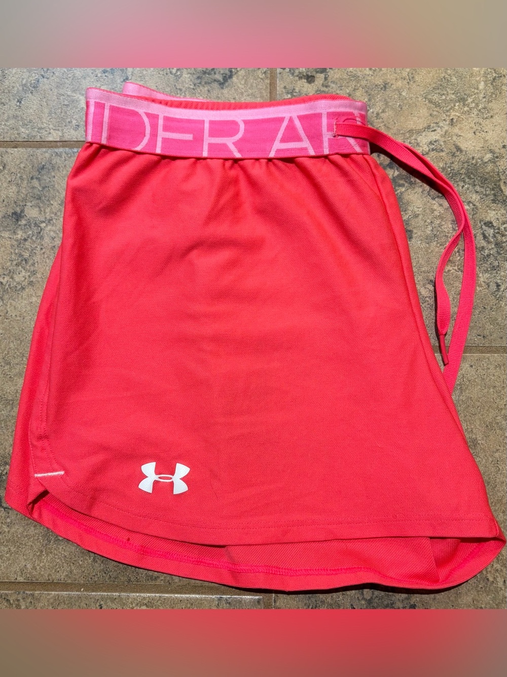 Under Armour Women's Bright Pink Athletic Shorts with Logo